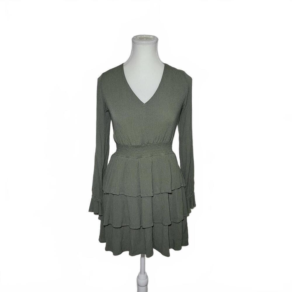Altar'd State Women's Green Long Sleeve Tiered Dress Size XS